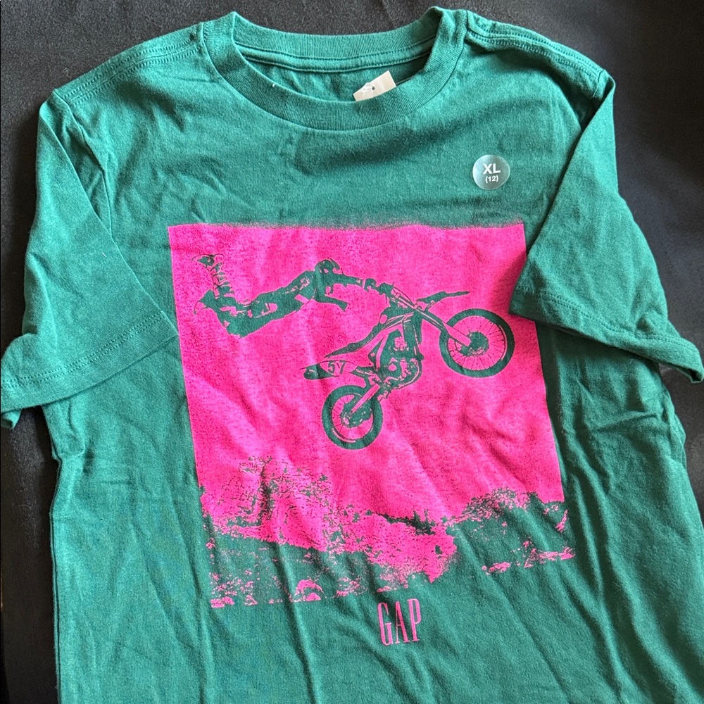 GAP Kids Teal and Pink Motocross T-Shirt